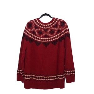 J Jill Red Sweater Fair Isle New W Tags Size XL